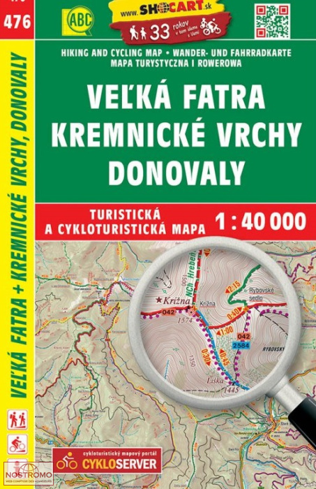 476 VELKÁ FATRA - KREMNICKÉ VRCHY - DONOVALY | carte de randonnée Shocart