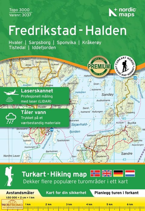3037 FREDRIKSTAD - HALDEN | Nordic Maps hiking map