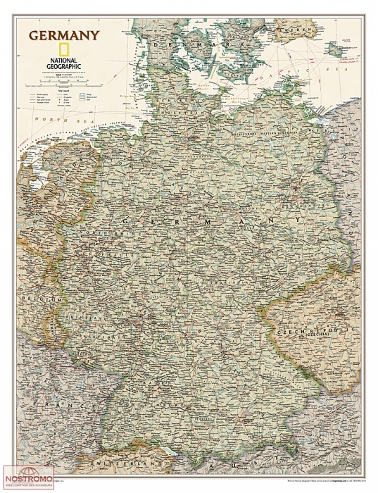 ALLEMAGNE "STYLE ANTIQUE" | carte murale National Geographic