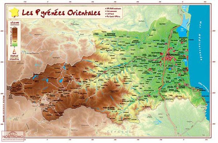 PYRÉNÉES-ORIENTALES | Georelief relief map