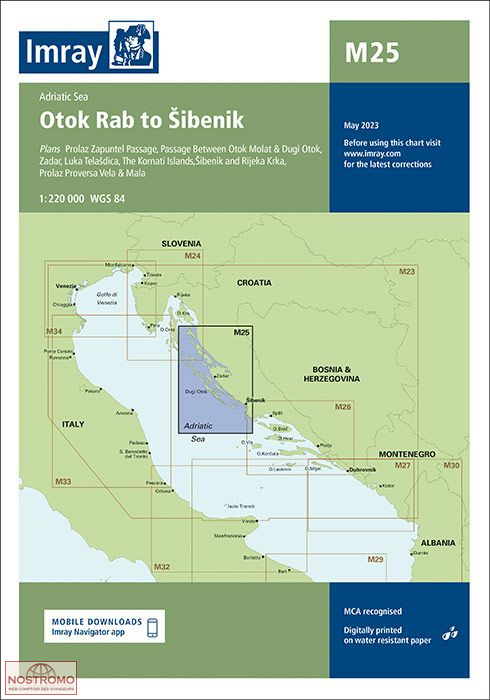 M25 DE L'ÎLE RAB À SIBENIK | carte marine Imray