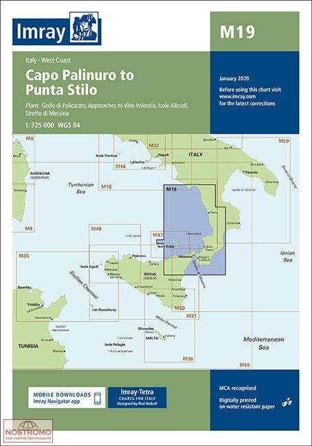 M19 DU CAP PALINURO À PUNTA STILO | carte marine Imray