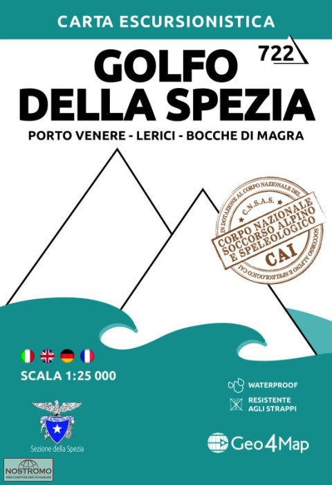 722 GOLFO DELLA SPEZIA | carte de randonnée Geo4map