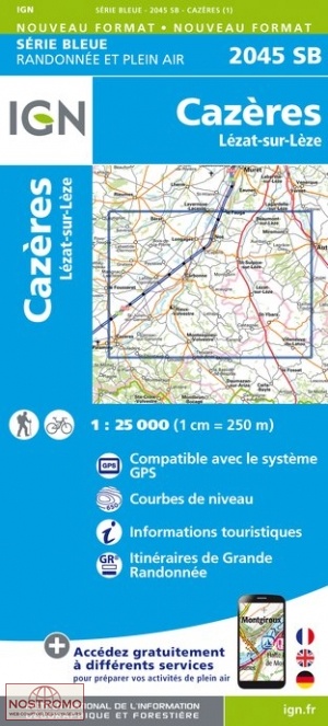 2045SB CAZÈRES - LÉZAT-SUR-LÈZE | carte de randonnée IGN