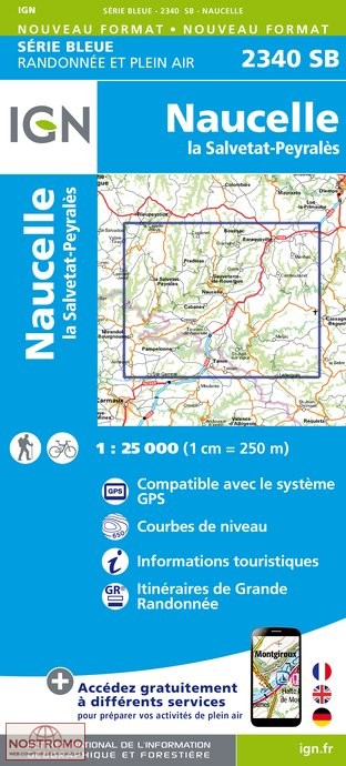 2340SB NAUCELLE | carte de randonnée IGN
