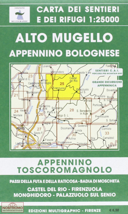 25 ALTO MUGELLO - APPENNINO BOLOGNESE | carte de randonnée Multigraphic