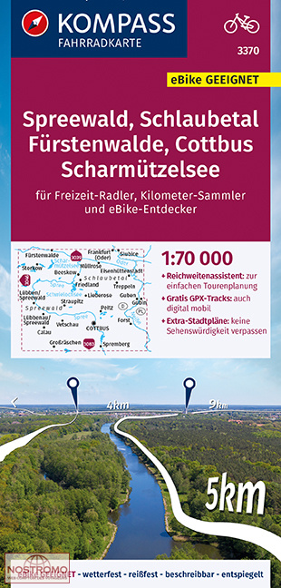 3370 SPREEWALD - SCHLAUBETAL - FÜRSTENWALDE - COTTBUS | Kompass cycling map