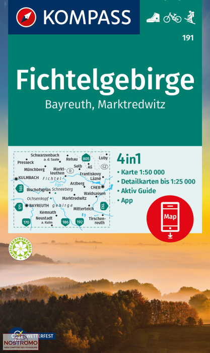 191 FICHTELGEBIRGE | carte de randonnée Kompass