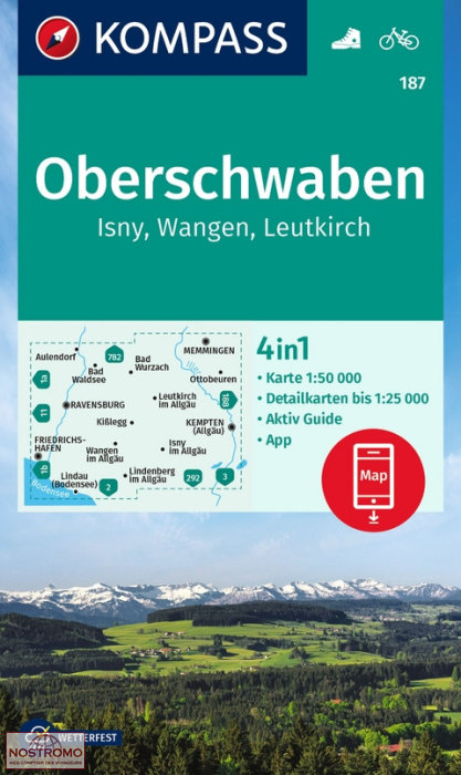 187 OBERSCHWABEN | carte de randonnée Kompass