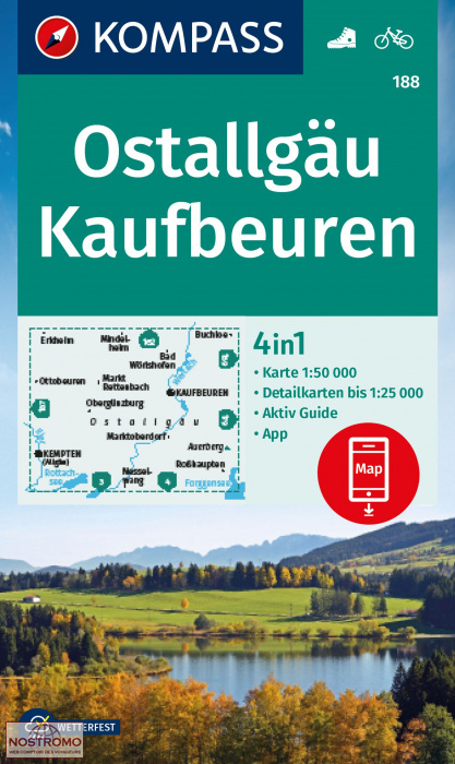 188 OSTALLGÄU - KAUFBEUREN | carte de randonnée Kompass