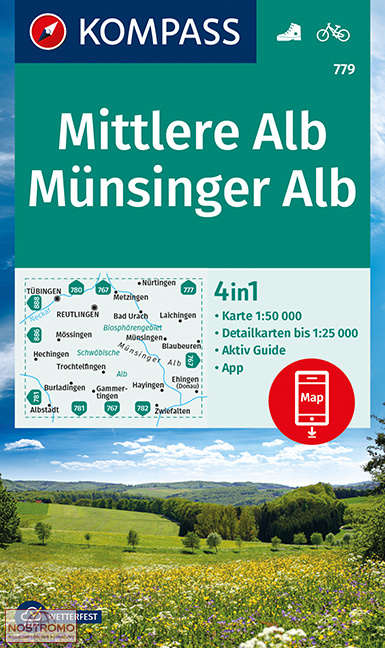 779 MITTLERE ALB - MÜNSINGER ALB | Kompass hiking map