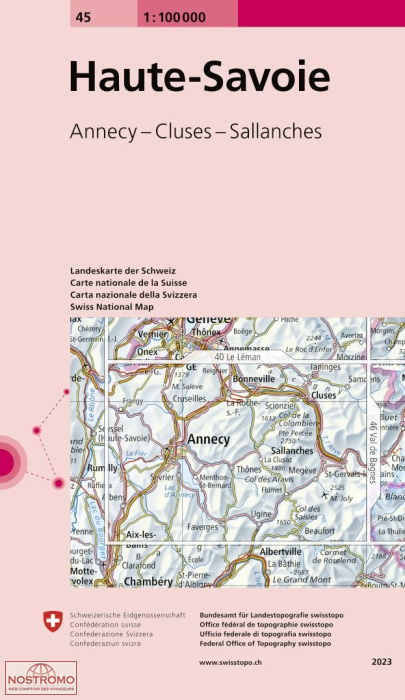 45 HAUTE-SAVOIE - ANNECY - CLUSES - SALLANCHES | carte topographique Swisstopo