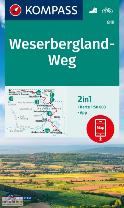 819 WESERBERGLAND-WEG | Kompass hiking map