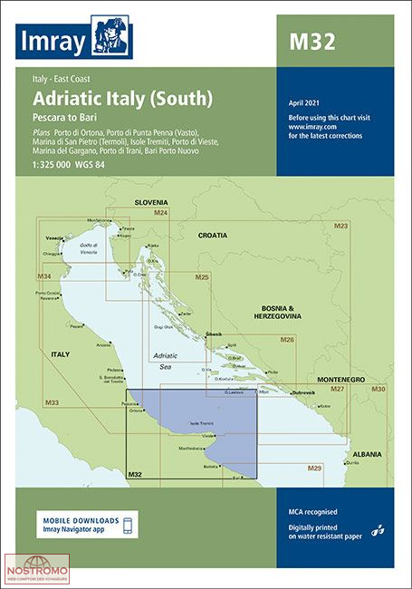 M32 MER ADRIATIQUE SUD (ITALIE) | carte marine Imray