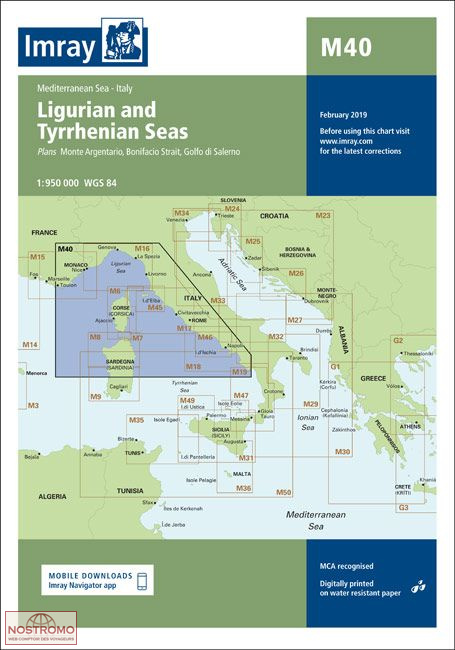 M40 MERS LIGURE ET TYRRHÉNIENNE | carte marine Imray