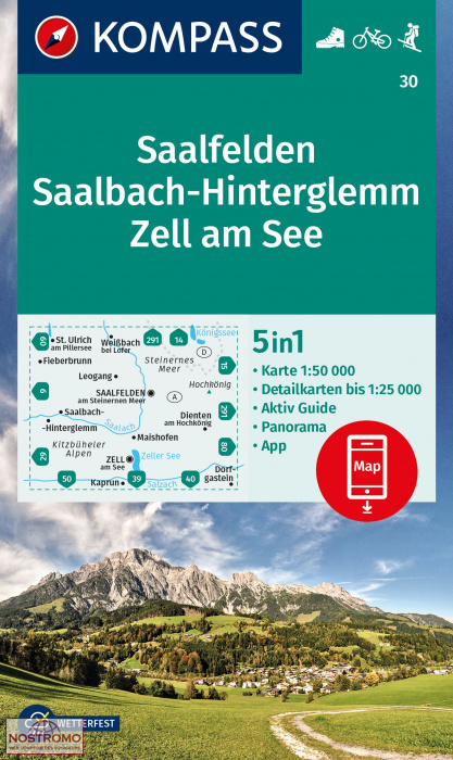 SAALFELDEN - SAALBACH-HINTERGLEMM - ZELL AM SEE 30 | carte de randonnée Kompass