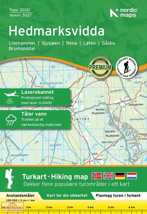 3027 HEDMARKSVIDDA | Nordic Maps hiking map