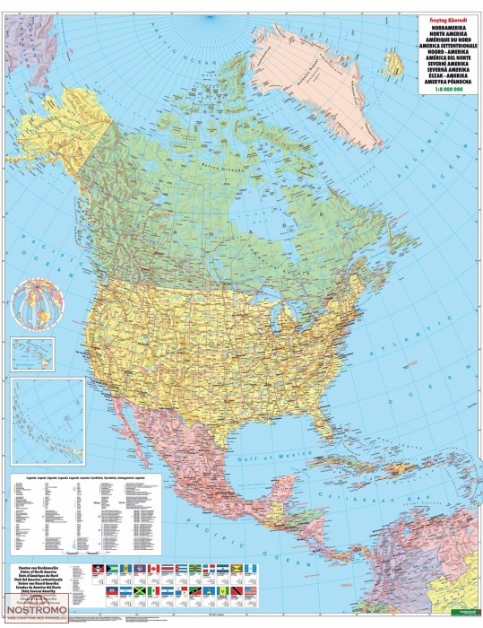 AMÉRIQUE DU NORD POLITIQUE | carte murale Freytag & Berndt