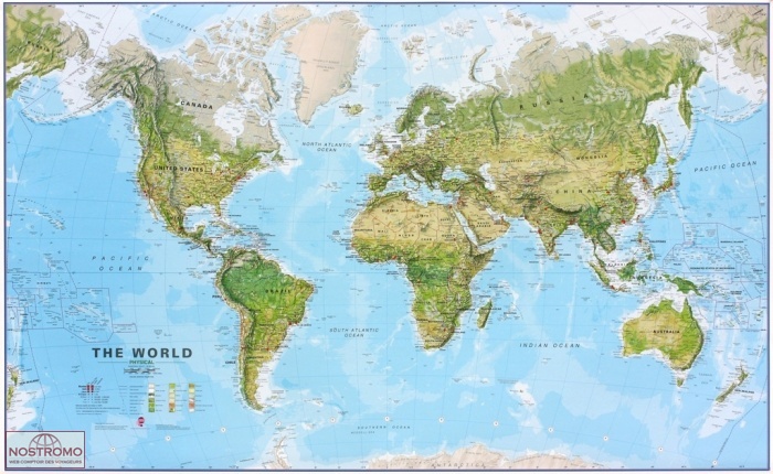 THE WORLD 1/30 - PHYSICAL AND ENVIRONMENTAL | Maps International wall map