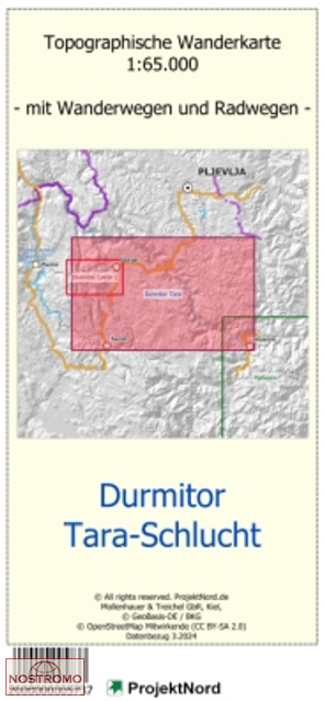 DURMITOR - TARA RIVER CANYON | Projektnord topographic map