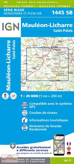 1445SB MAULÉON-LICHARRE | carte de randonnée IGN