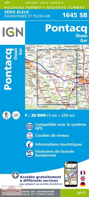 1645SB PONTACQ | carte de randonnée IGN