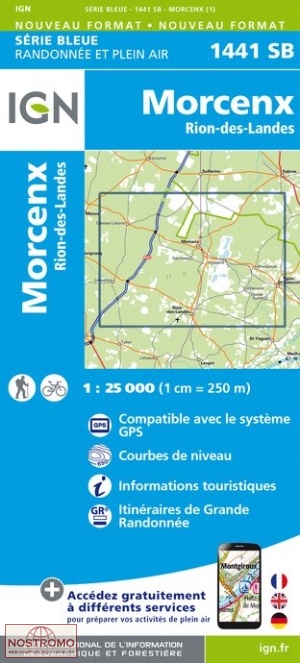 1441SB MORCENX | carte de randonnée IGN