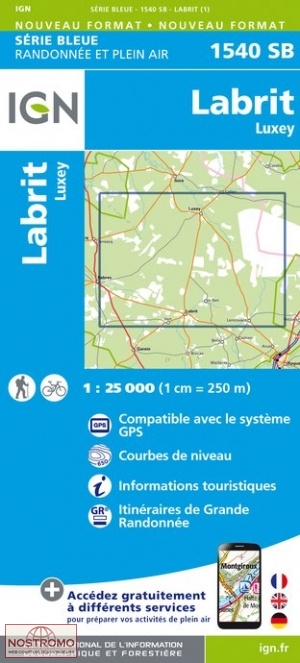 1540SB LABRIT - LUXEY | carte de randonnée IGN