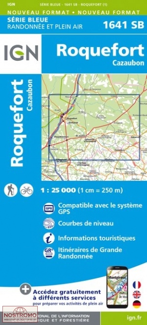 1641SB ROQUEFORT - CAZAUBON | carte de randonnée IGN