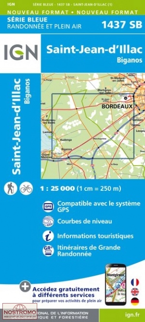 1437SB SAINT-JEAN-D'ILLAC - BIGANOS | carte de randonnée IGN