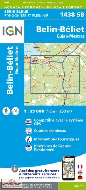 1438SB BELIN-BÉLIET | carte de randonnée IGN