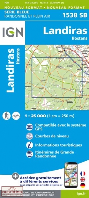 1538SB LANDIRAS - HOSTENS | carte de randonnée IGN