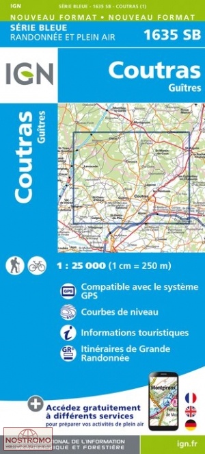 1635SB COUTRAS - GUÎTRES | carte de randonnée IGN