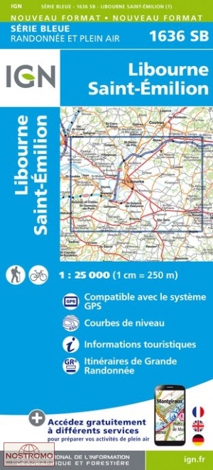 1636SB LIBOURNE - SAINT-ÉMILION | carte de randonnée IGN