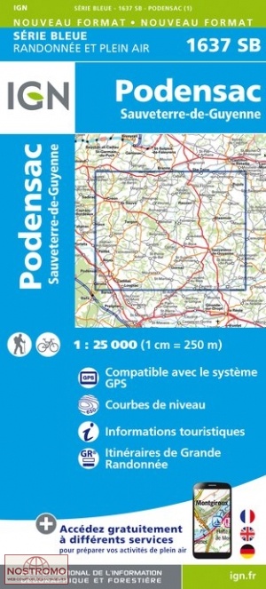 1637SB PODENSAC | carte de randonnée IGN