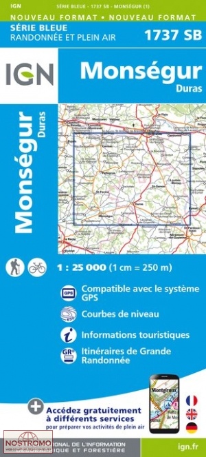 1737SB MONSÉGUR - DURAS | carte de randonnée IGN