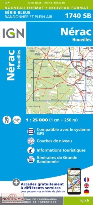 1740SB NÉRAC - HOUEILLES | carte de randonnée IGN