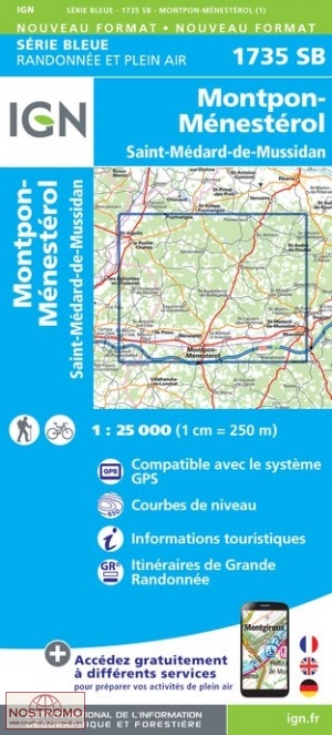 1735SB MONTPON-MÉNESTÉROL | carte de randonnée IGN
