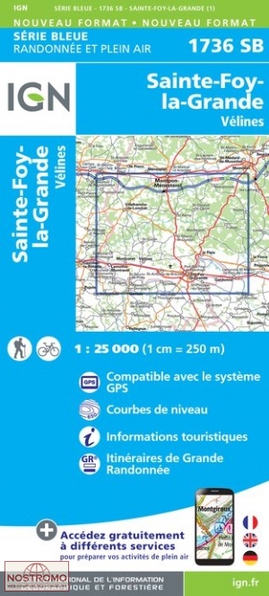 1736SB SAINTE-FOY-LA-GRANDE - VÉLINES | carte de randonnée IGN