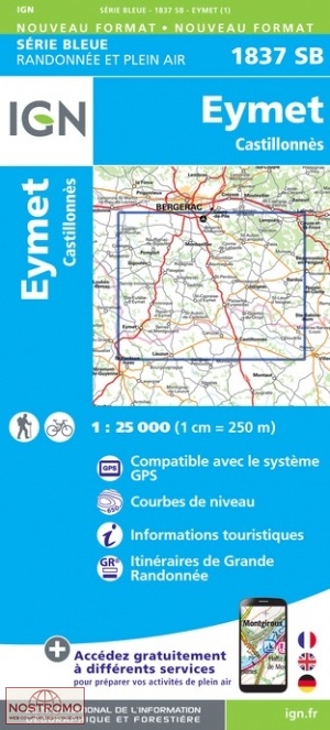 1837SB EYMET - CASTILLONNÈS | carte de randonnée IGN