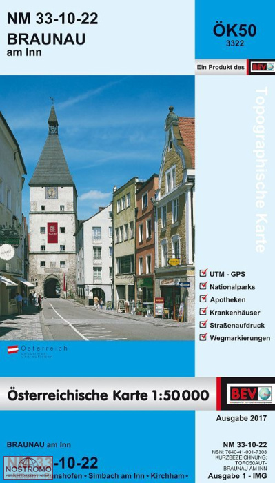 3322 BRAUNAU AM INN | carte topographique BEV