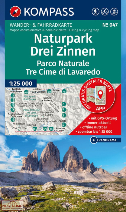 NATURPARK DREI ZINNEN 047 | Kompass hiking map