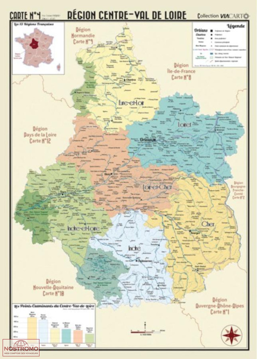 CENTRE - VAL DE LOIRE | Viacarto wall map