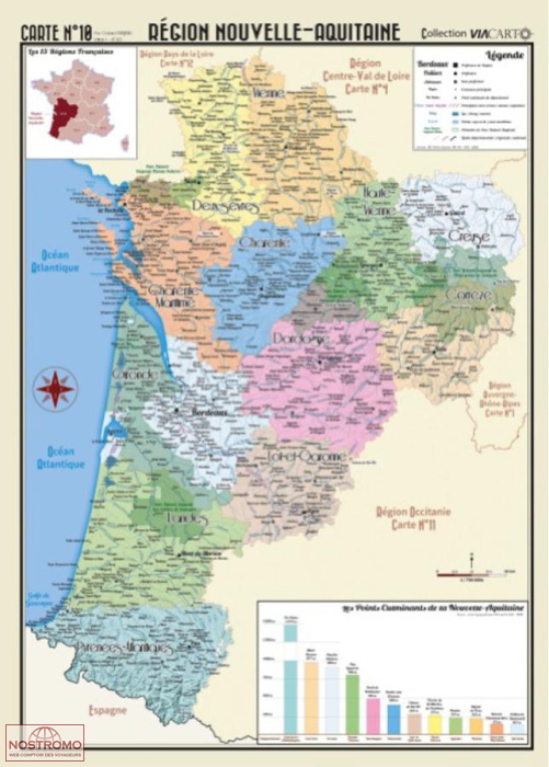 NOUVELLE-AQUITAINE | Viacarto wall map