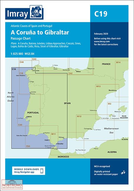 C19 A CORUNA TO GIBRALTAR | Imray nautical chart