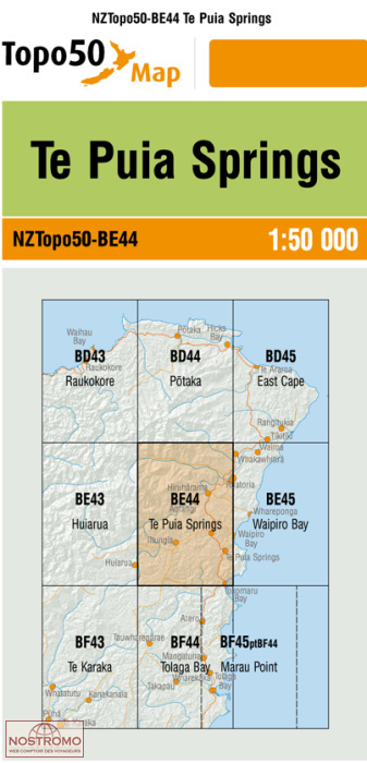 BE44 TE PUIA SPRINGS | carte topographique LINZ