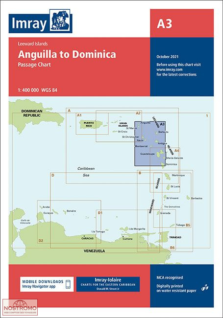 A3 D'ANGUILLA À LA DOMINIQUE | carte marine Imray