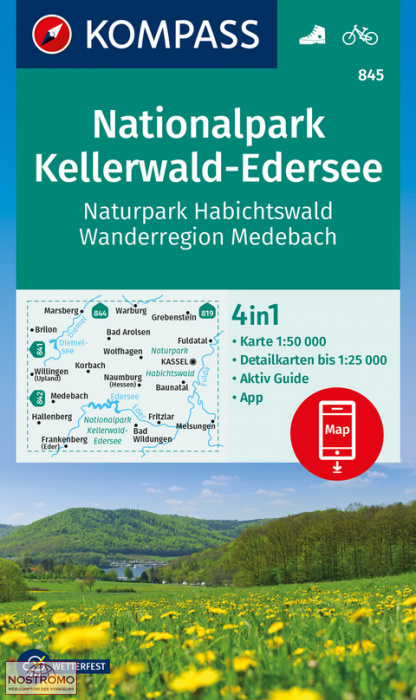 845 NATIONALPARK KELLERWALD-EDERSEE | Kompass hiking map