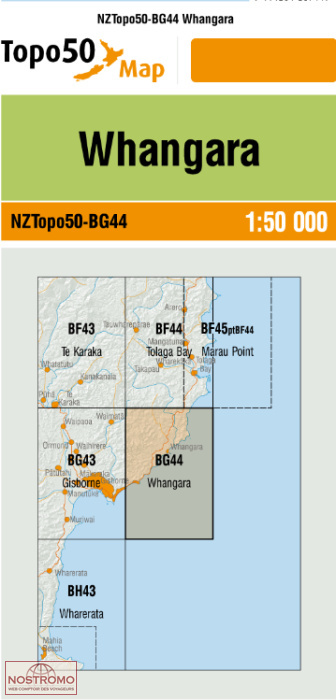 BG44 WHANGARA | carte topographique LINZ