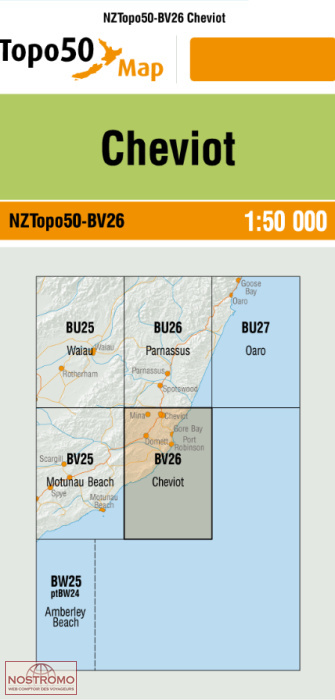 BV26 CHEVIOT | carte topographique LINZ